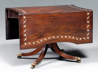 Appraisal: Classical mahogany drop leaf table top and skirt with concave