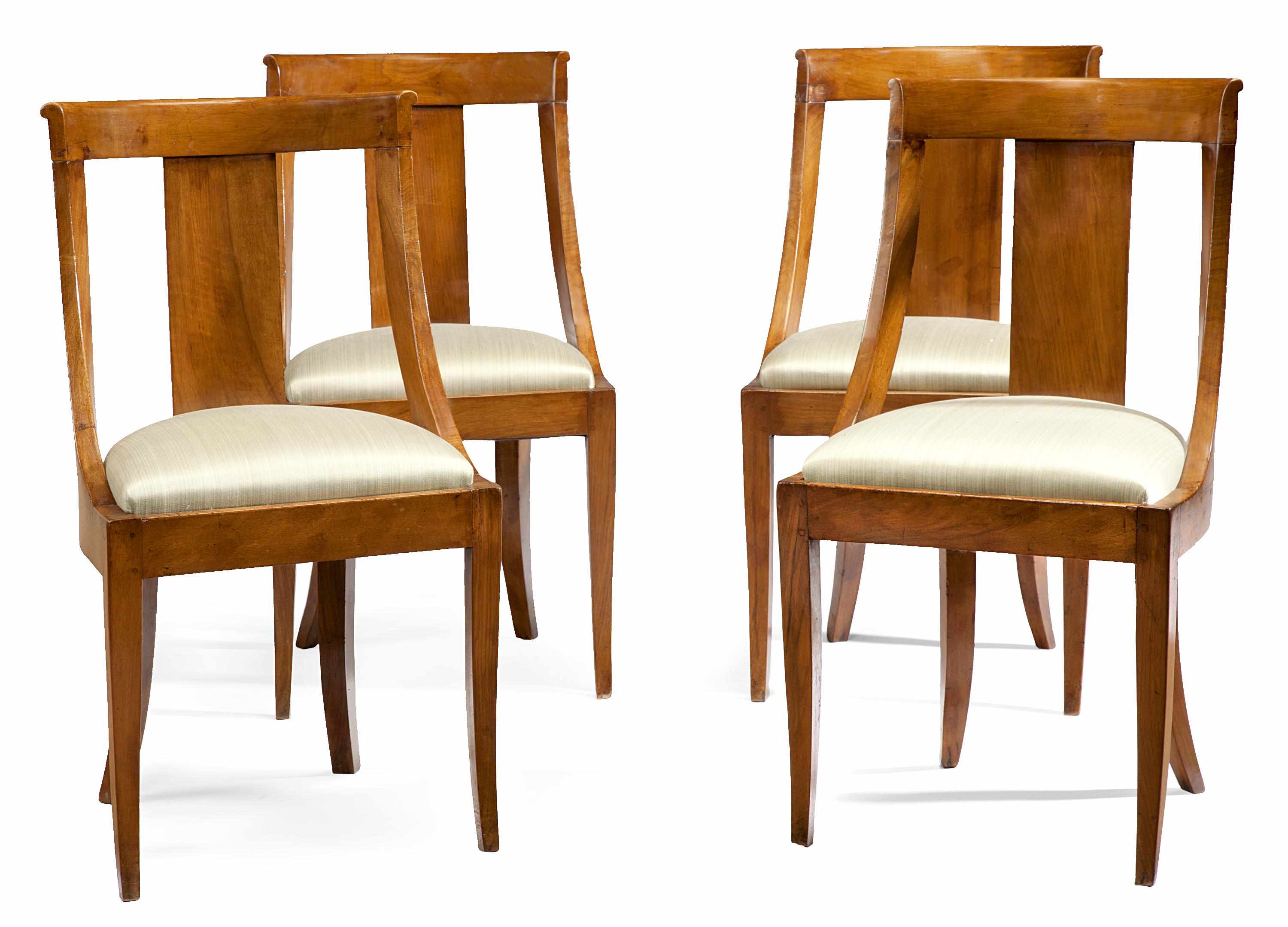 Appraisal: A set of four Louis Philippe walnut side chairs second