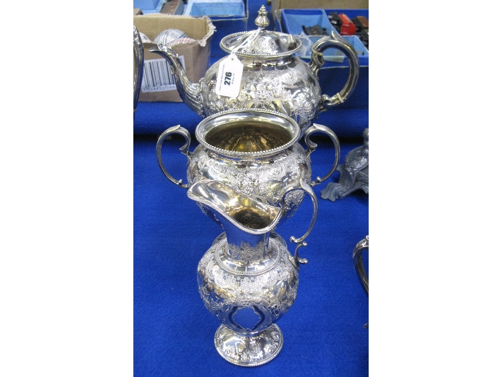 Appraisal: Three piece silver plated teaservice