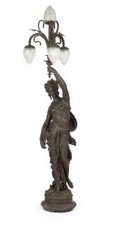 Appraisal: A Continental spelter figural floor lamp Late th century in