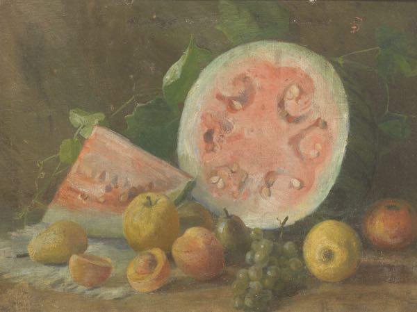 Appraisal: AMERICAN SCHOOL TH CENTURY x Still life with Watermelon Oil