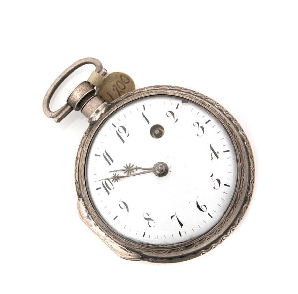 Appraisal: A key-wind silver case open face pocket watch