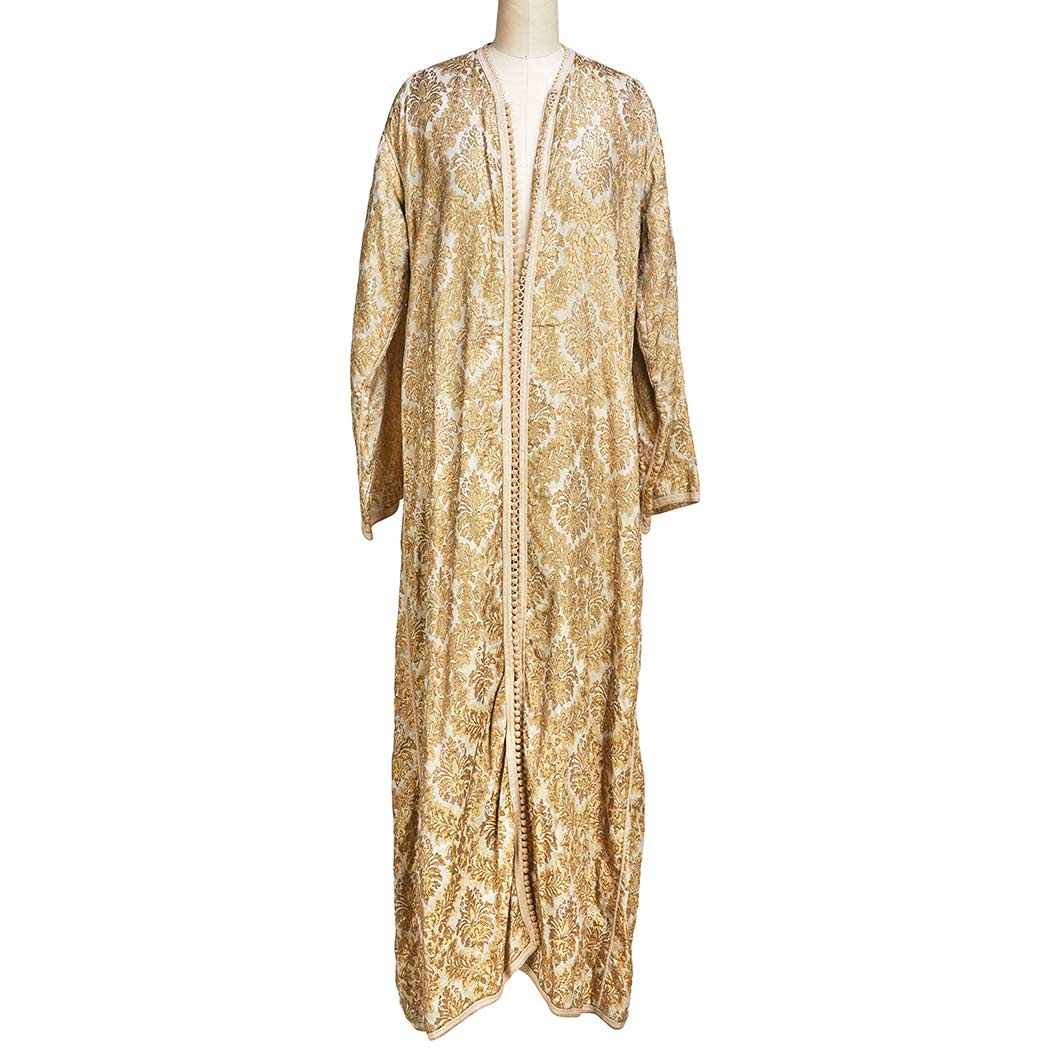 Appraisal: Metallic Gold and Ivory Caftan Early th century One size