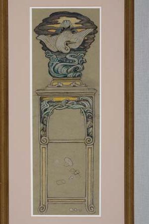 Appraisal: ELIHU VEDDER Egret Motif Stand Design Pastel on paper circa