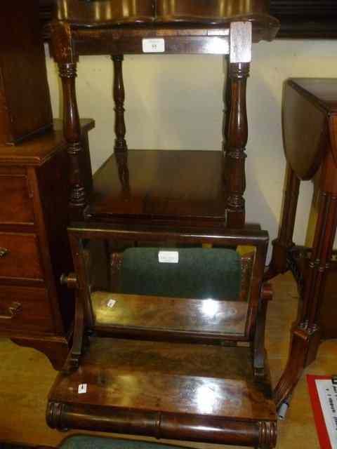 Appraisal: A VICTORIAN ROSEWOOD THREE TIER WHATNOT on turned supports cut