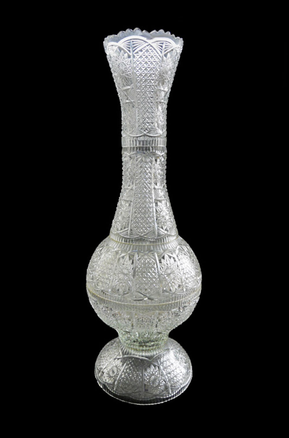 Appraisal: MONUMENTAL CONTEMPORARY CUT GLASS VASE Later th century production in