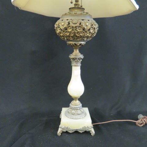 Appraisal: Bronzed Onyx Table Lamp classic form converted from an th