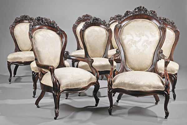 Appraisal: An Extensive American Rococo Carved and Laminated Rosewood Parlor Suite