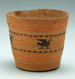 Appraisal: Northwest Coast basket finely woven central band with birds and