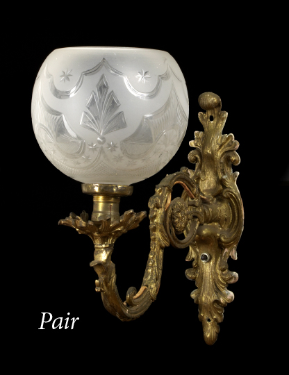 Appraisal: Pair of Napoleon III Gilt-Lacquered Bronze Single-Light Sconces third quarter