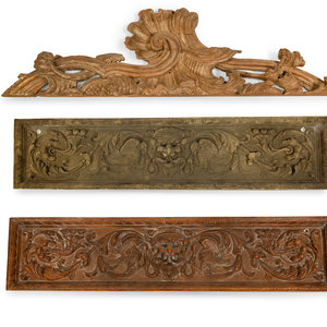 Appraisal: A Collection of Three Carved Wood Architectural Fragments Height of