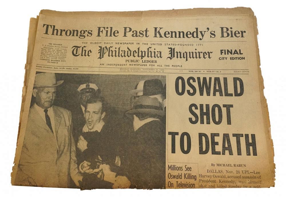 Appraisal: Oswald Shot To Death Vintage Newspaper Oswald Shot To Death