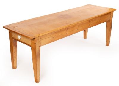 Appraisal: A rectangular pine table with a drawer to each end