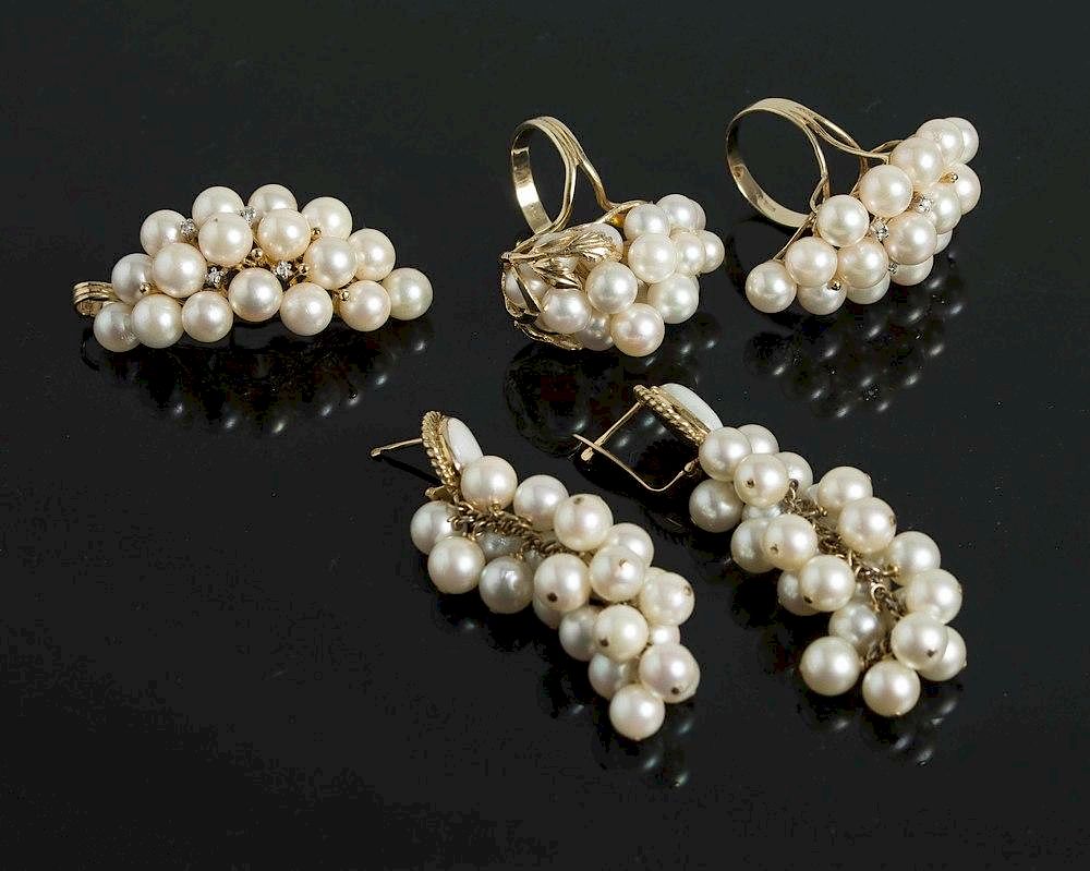 Appraisal: Assorted Pearl Diamond k Jewelry Assorted pearl diamond k jewelry