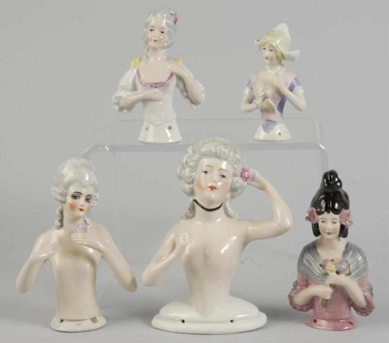 Appraisal: Lot of German Porcelain Half Dolls Description Karl Schneider gray-haired