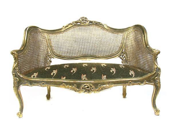 Appraisal: A Louis XV style gilt and cane settee height in