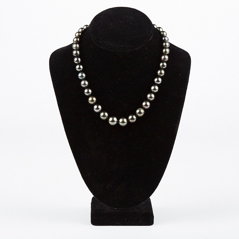 Appraisal: Tahitian Black Pearl Necklace Tahitian black pearl necklace featuring pearls