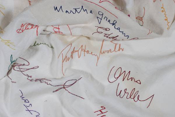 Appraisal: A tablecloth from Romanoff's signed by numerous celebrities s Compiled