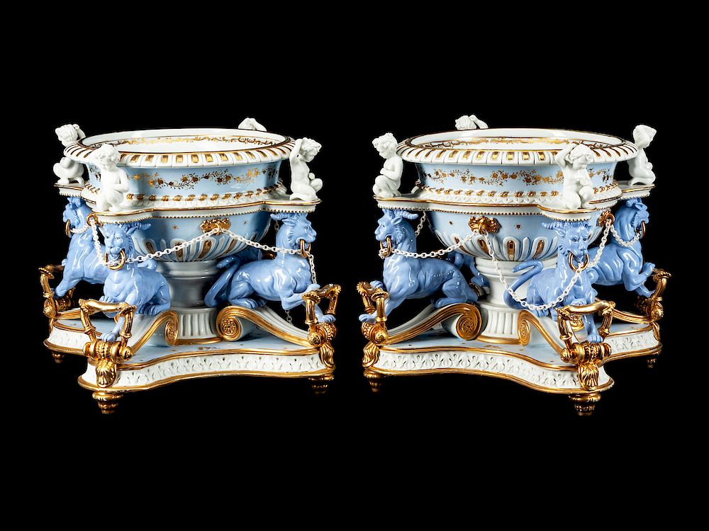 Appraisal: A Pair of German Neoclassical Style Porcelain Jardinieres A Pair