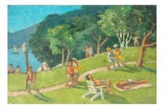 Appraisal: Harry Hering Park Scene With Figures Oil on masonite depicting