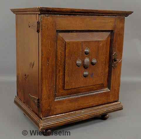 Appraisal: Continental oak valuables box th c with a raised panel