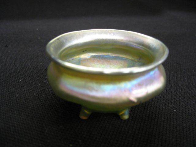 Appraisal: Tiffany Art Glass Footed Salt Cellar diameter golden iridescent signed