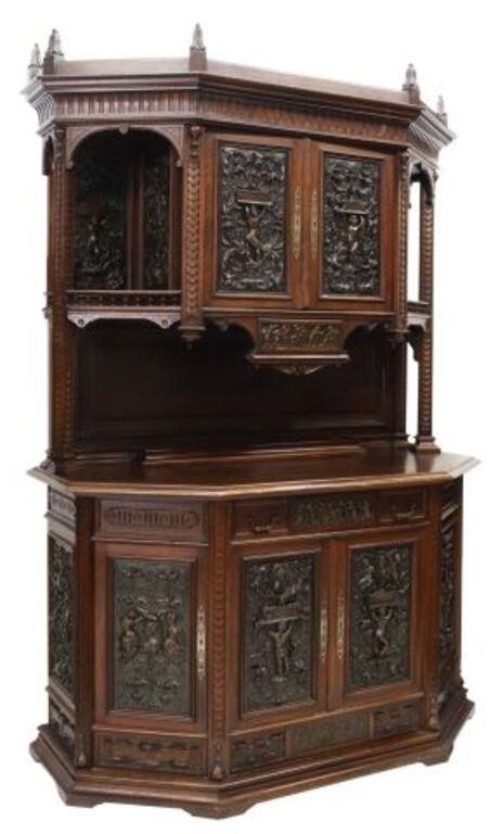 Appraisal: French Renaissance Revival walnut sideboard th c accented with likely