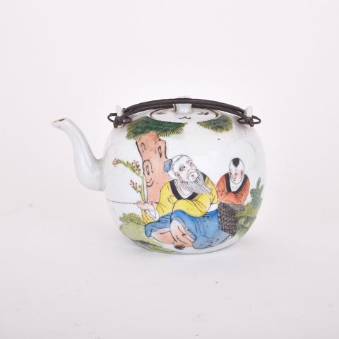 Appraisal: Famille Rose Porcelain Teapot Republican Period Of globular form with