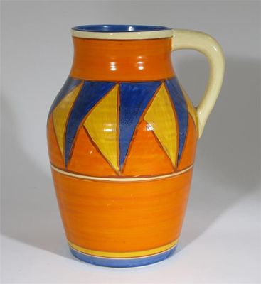 Appraisal: Original Bizarre' a Clarice Cliff single-handled Lotus jug painted with