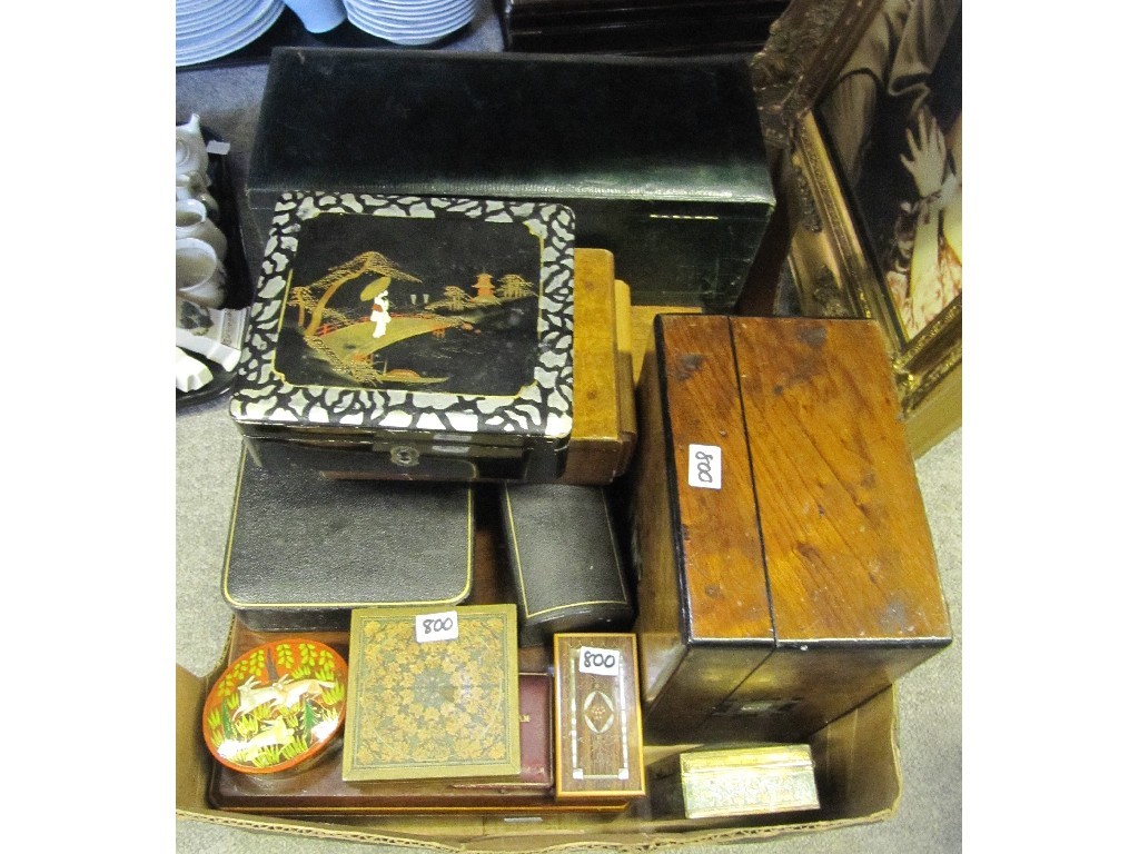 Appraisal: Box of assorted boxes sewing cutlery jewellery etc