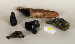 Appraisal: Four Inuit Carved Hardstone Sculptures Four Inuit carved hardstone sculptures