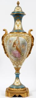 Appraisal: SEVRES MUSEUM QUALITY PORCELAIN URN SIGNED SEVRES MUSEUM QUALITY PORCELAIN