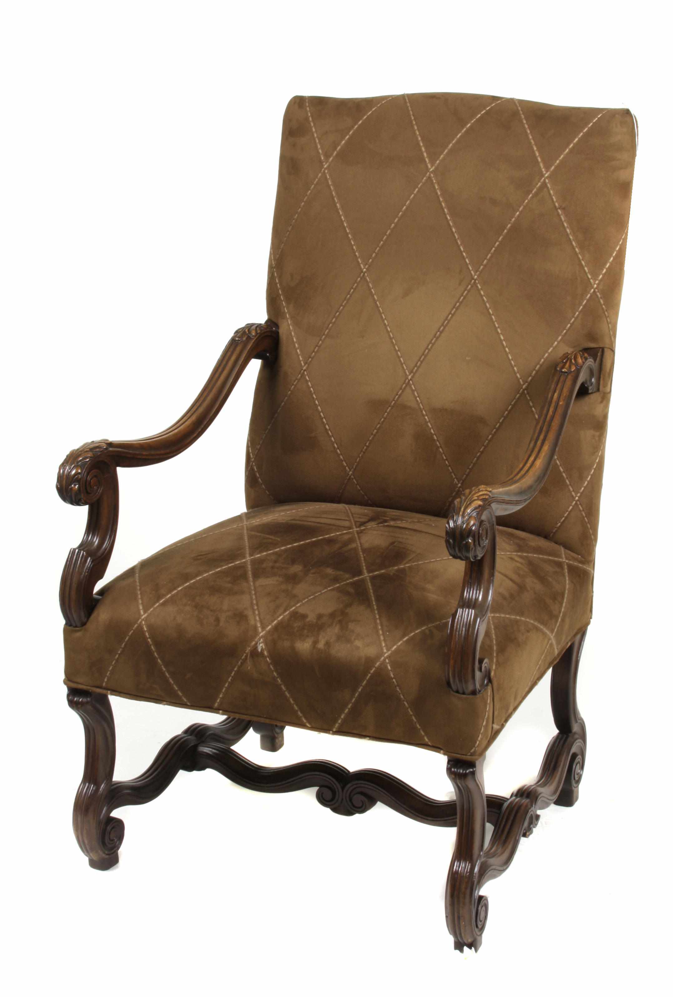 Appraisal: A Louis XIV style walnut armchair circa height in width