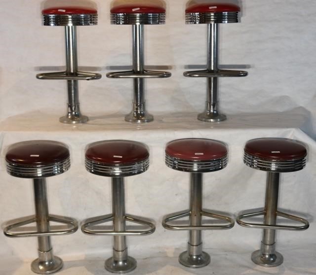 Appraisal: MODERN DINER STOOLS CHROME AND VINYL SEATSSHOW MINOR DAMAGE HIGH