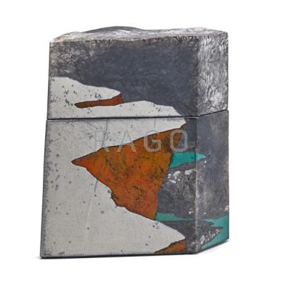 Appraisal: WAYNE HIGBY b Landscape Series raku-fired lidded box Alfred NY