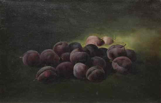 Appraisal: Artist Unknown th century Plums oil on canvas x inches