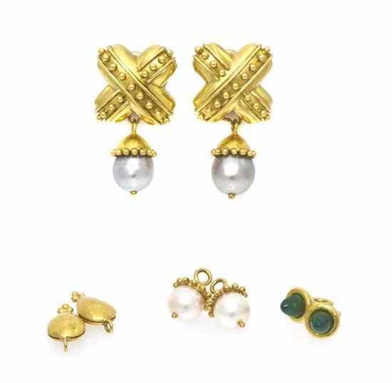 Appraisal: An Karat Yellow Gold Interchangeable Earring Set Elizabeth Locke consisting