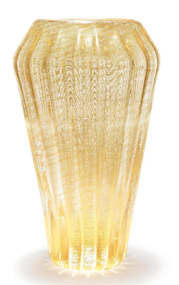 Appraisal: ITALIAN VASE Murano circa Translucent glass with gold inclusions H