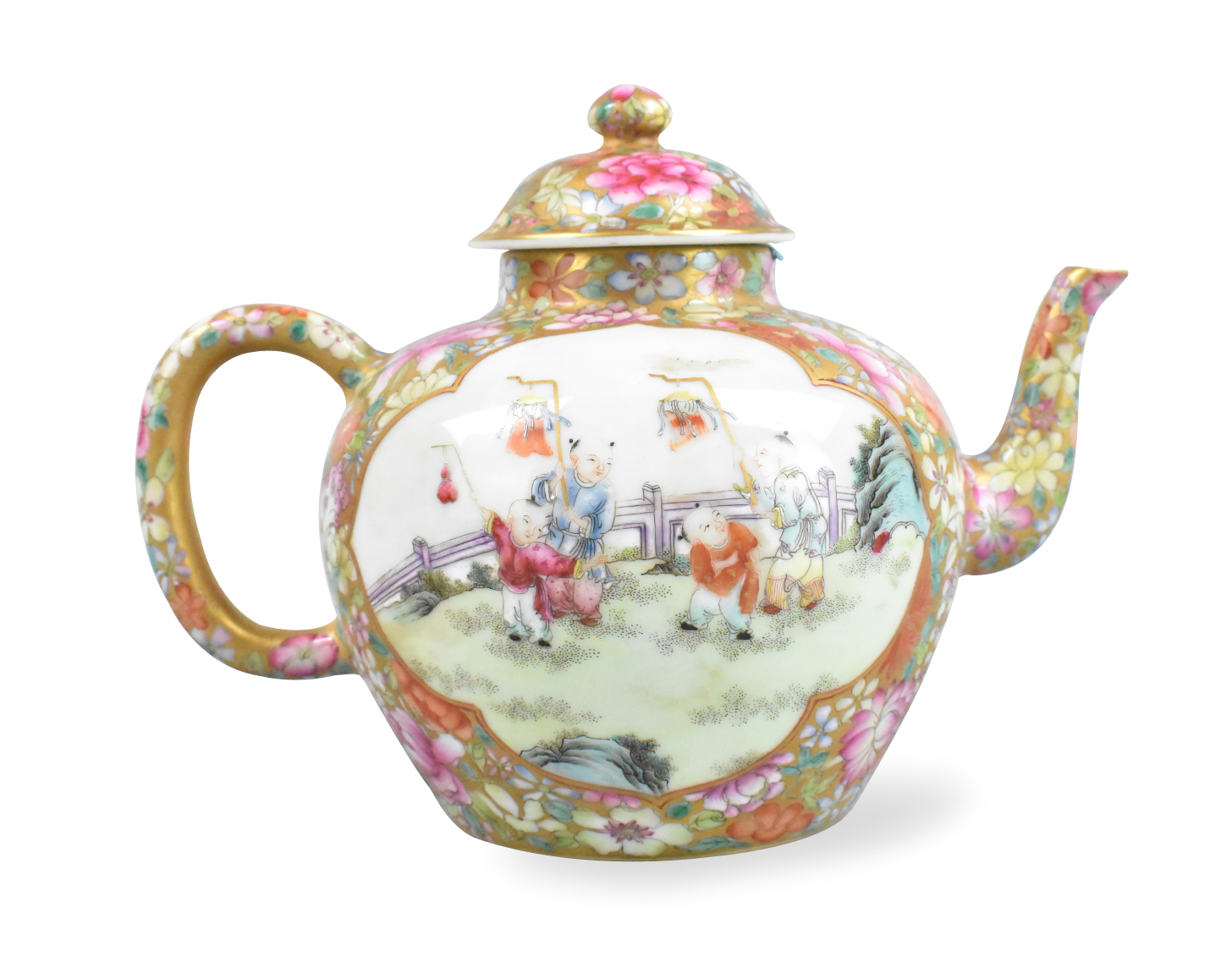 Appraisal: A Chinese mille floral famille rose teapot date to Republic