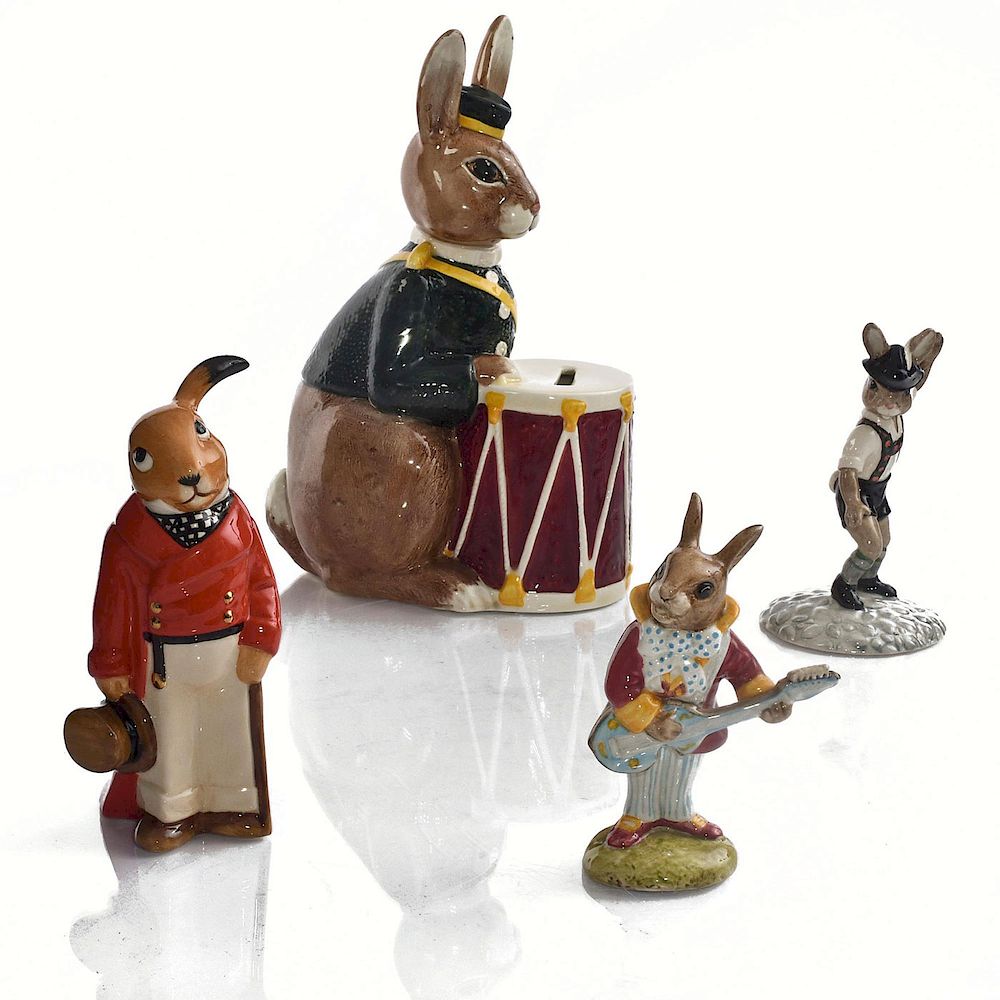 Appraisal: PC ROYAL DOULTON BUNNYKINS FIGURINES BUNNY BANK Mr Bunnybeat DB