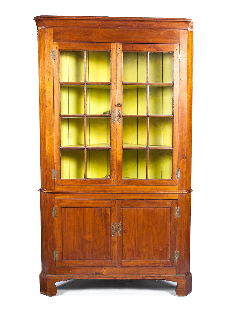 Appraisal: Federal Stained Fruitwood Corner Cupboard ft in x ft in