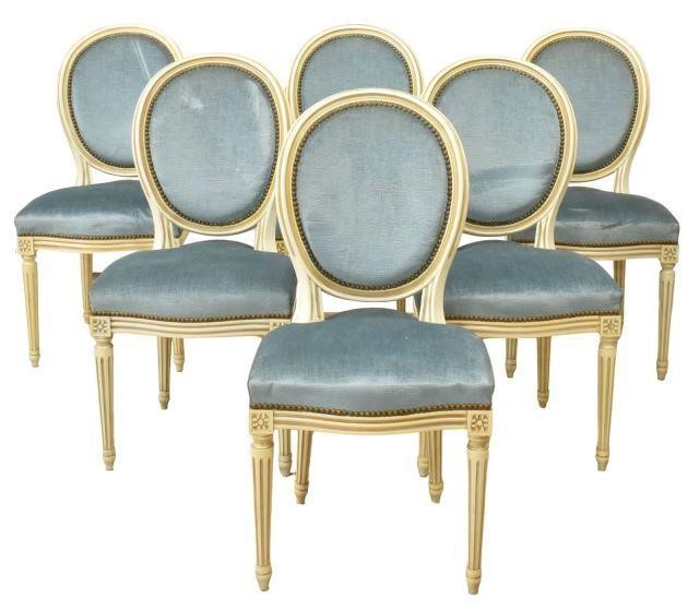 Appraisal: lot of French Louis XVI style painted dining chairs early