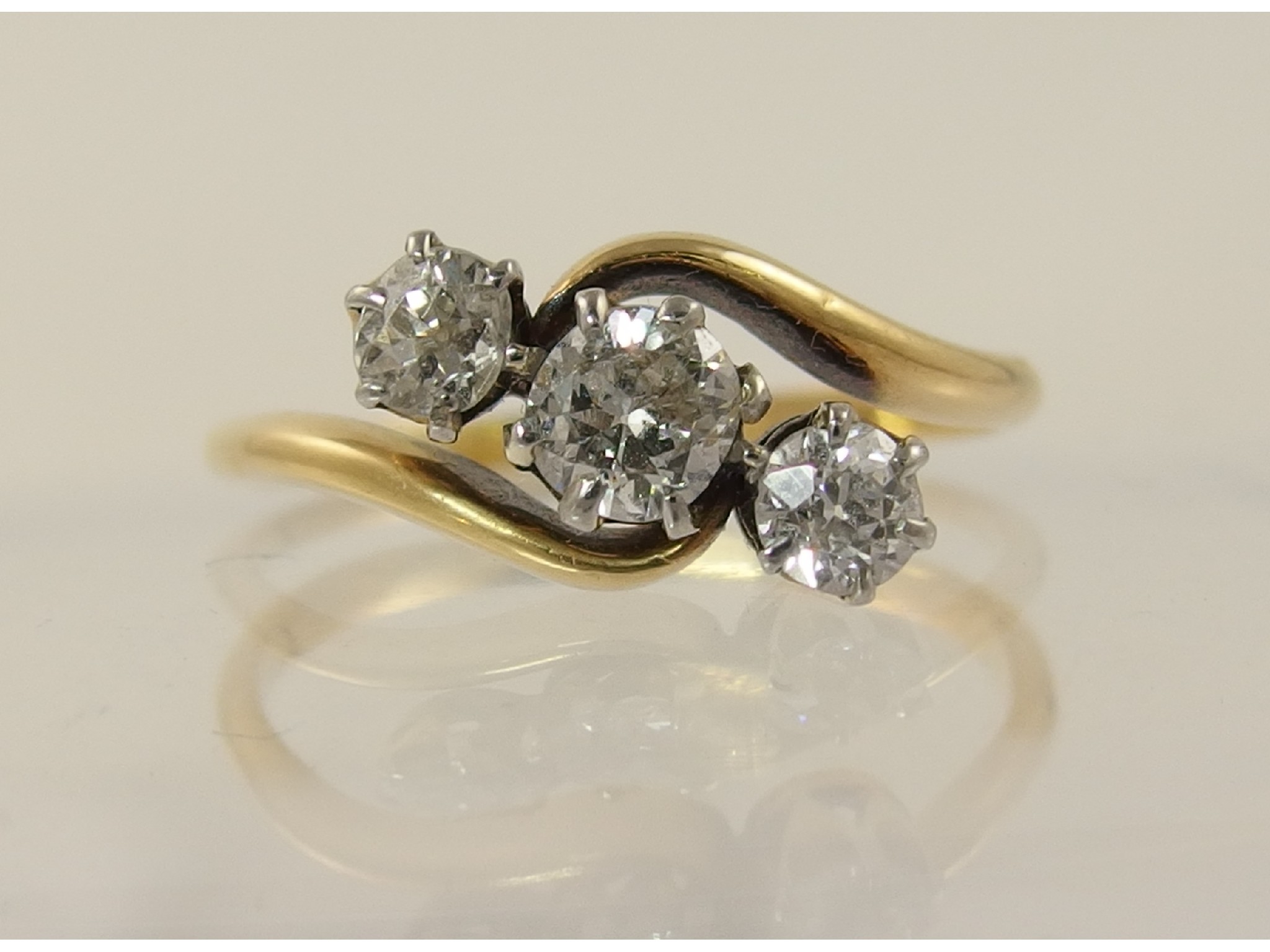 Appraisal: An ct three stone diamond ringthe three diamonds are set