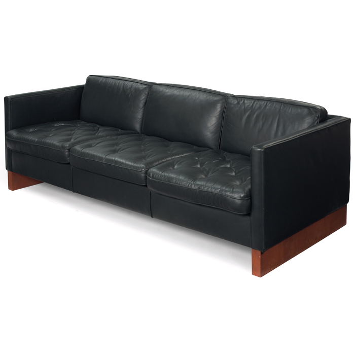 Appraisal: Mies van der Rohe style sofa s maker unknown dark