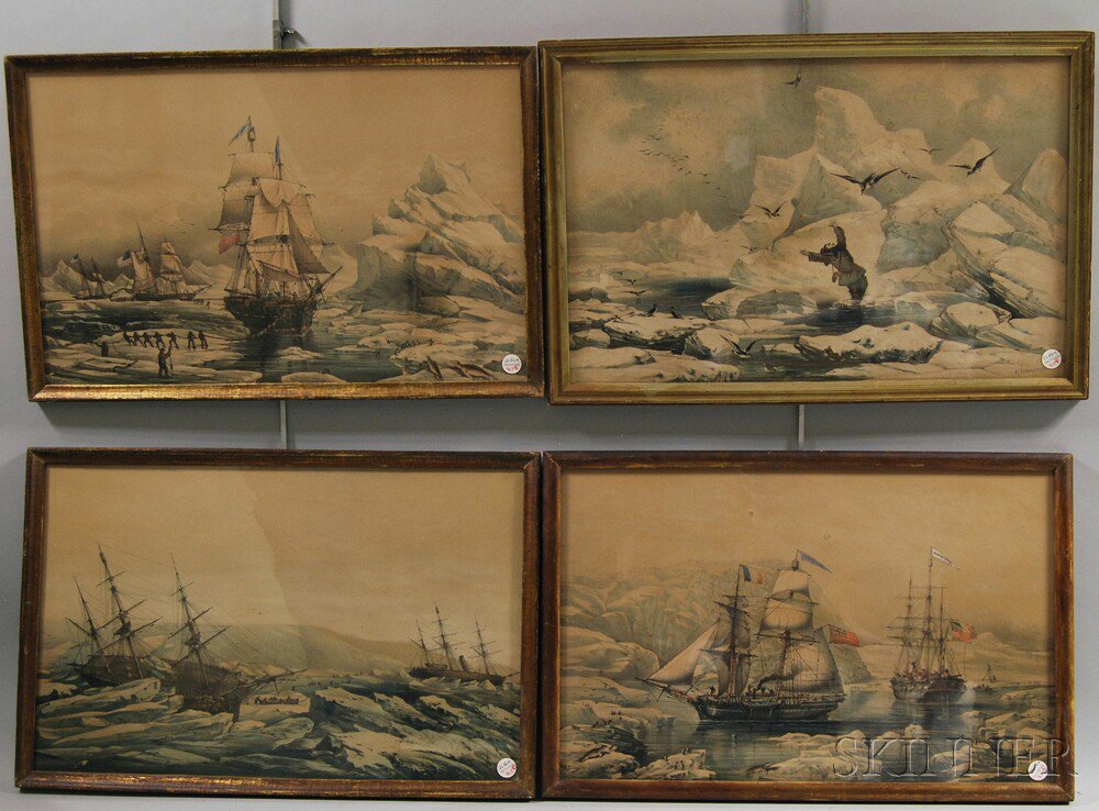 Appraisal: Four Framed Arctic Expedition Lithographs Louis Le Breton French -