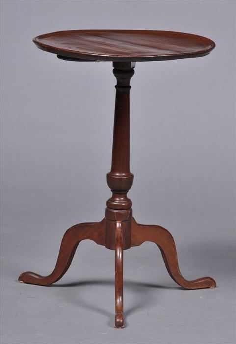 Appraisal: MASSACHUSETTS WALNUT TRIPOD CANDLESTAND With circular molded top column and