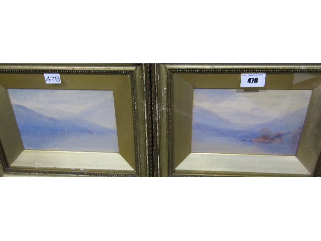 Appraisal: Pair of th century watercolour lake scene unsigned