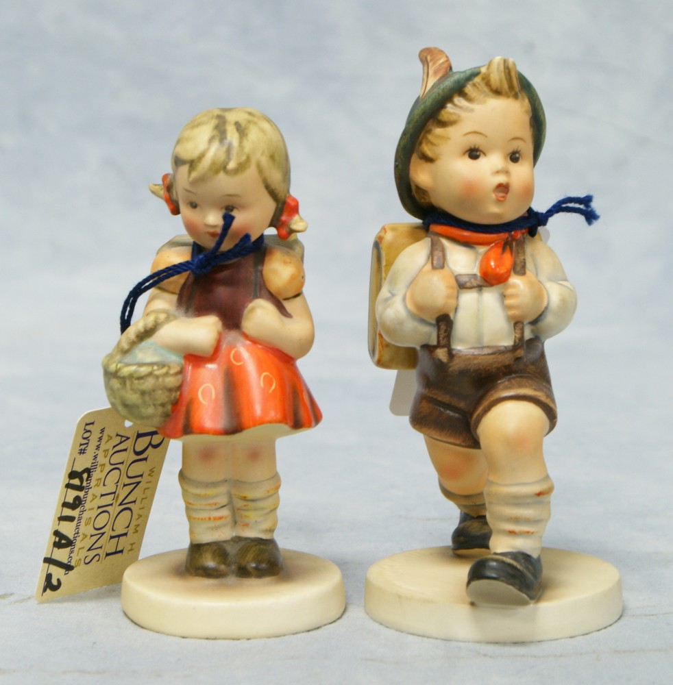 Appraisal: Hummel figurines School Boy Hum School Girl Hum TMK- Full