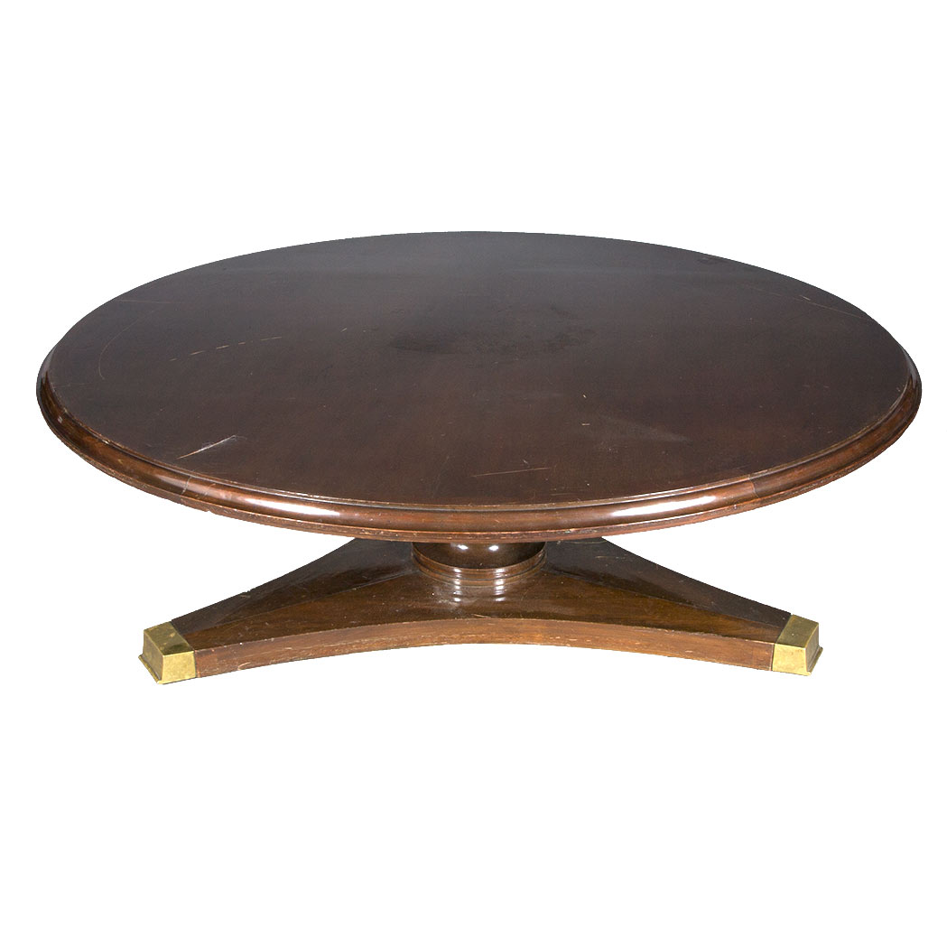 Appraisal: Regency Style Mahogany Pedestal Low Table th Century The circular