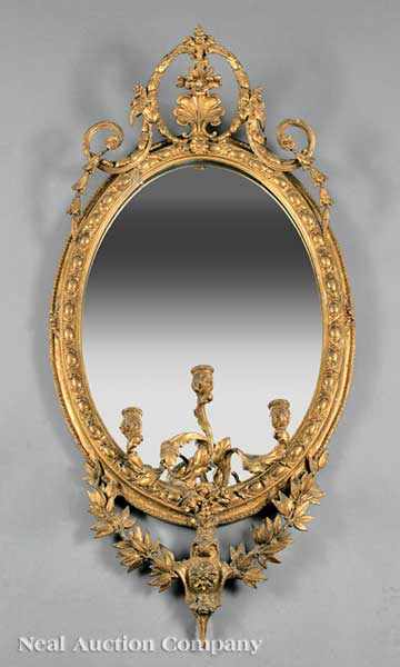 Appraisal: A Pair of Antique George III-Style Carved Giltwood Girandole Mirror